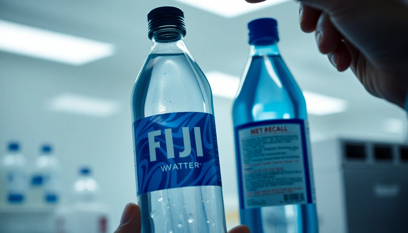 Review the FDA recalls Fiji water for potential contamination, focusing on the affected bottle's labeling.