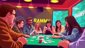 Engaged players enjoying Rummy Wealth game, showcasing excitement in a vibrant online atmosphere.