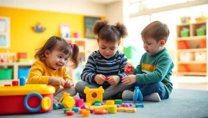 Children learning with interactive toys Here in a vibrant classroom setting.