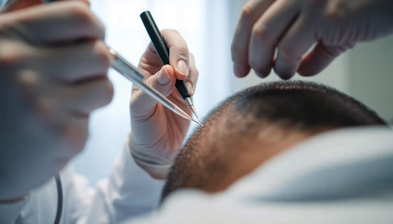 Hair transplant procedure showing a doctor carefully transplanting hair follicles for natural results.