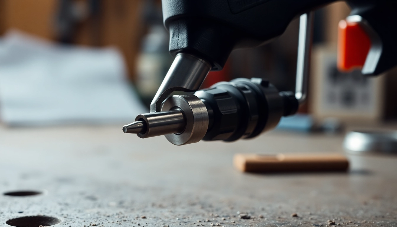 Using a needle gun to effectively remove rust and paint from metal surfaces with precision.