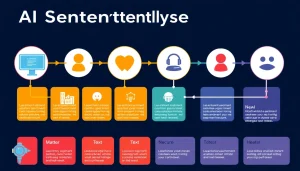 Visual representation of AI sentiment analysis showcasing emotional tones in text processing and analysis.