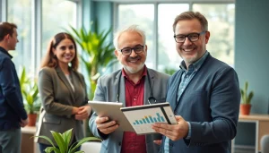 Effektives Marketing für Pflegedienste zeigt ein engagiertes Team in einem modernen Umfeld.