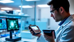 Technician using the Bruker EOS 500 Handheld LIBS Analyzer for accurate material analysis.