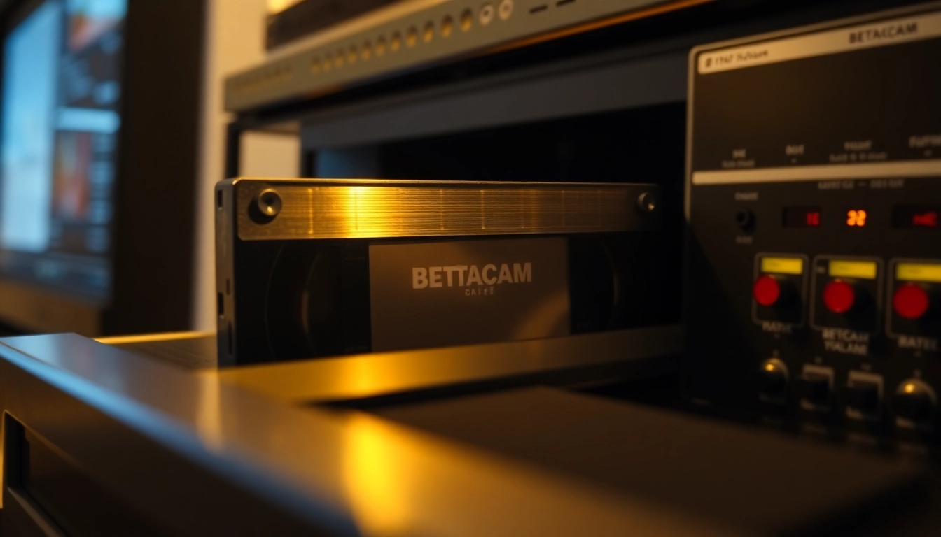 Convert Betacam to Digital with a high-quality transfer process, showcasing the tape and converter.