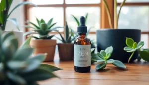 Promote relaxation with LUV Zen Drops showcased among calming greenery.