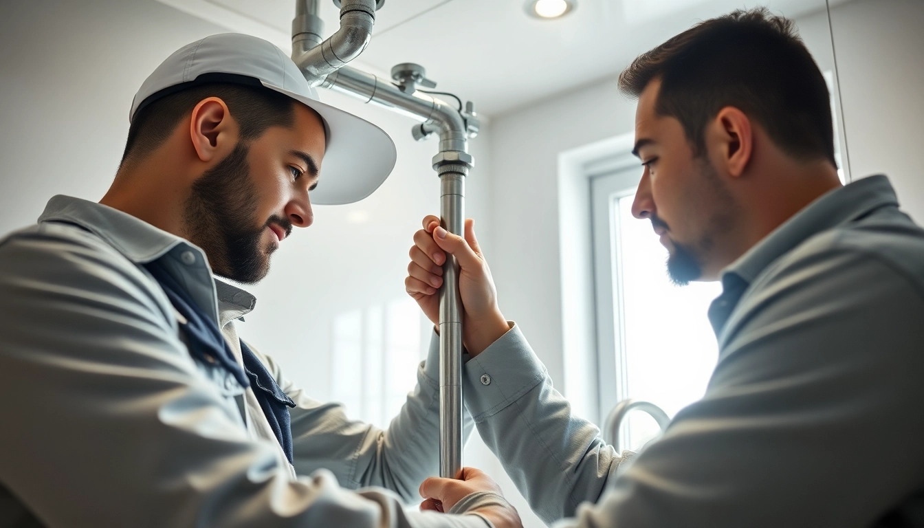 Local plumber efficiently repairing a pipe in a modern kitchen, showcasing professionalism and expertise.