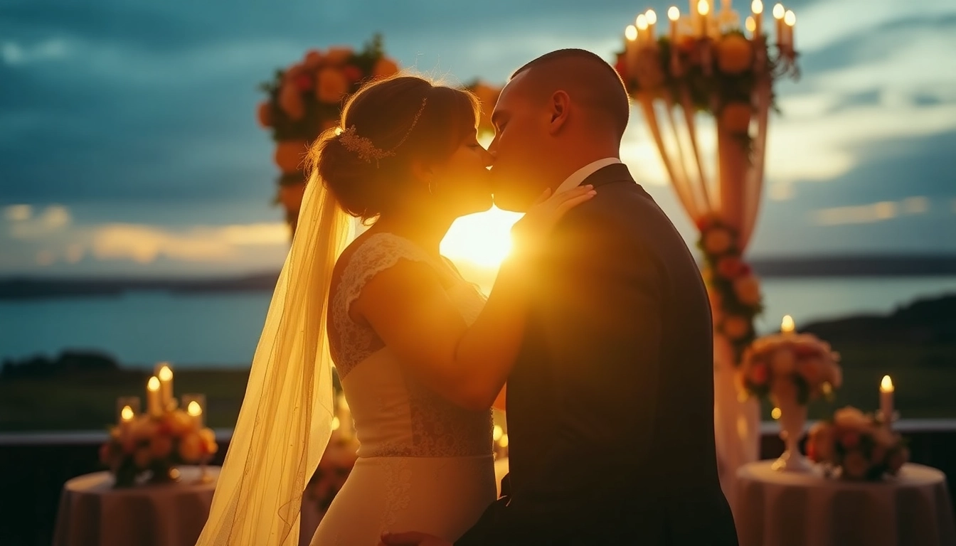 Wedding videographer in Ireland capturing an unforgettable moment of a couple's first kiss.