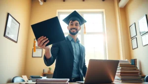 Showcasing a graduate with a diploma, representing degree for sale online opportunities.