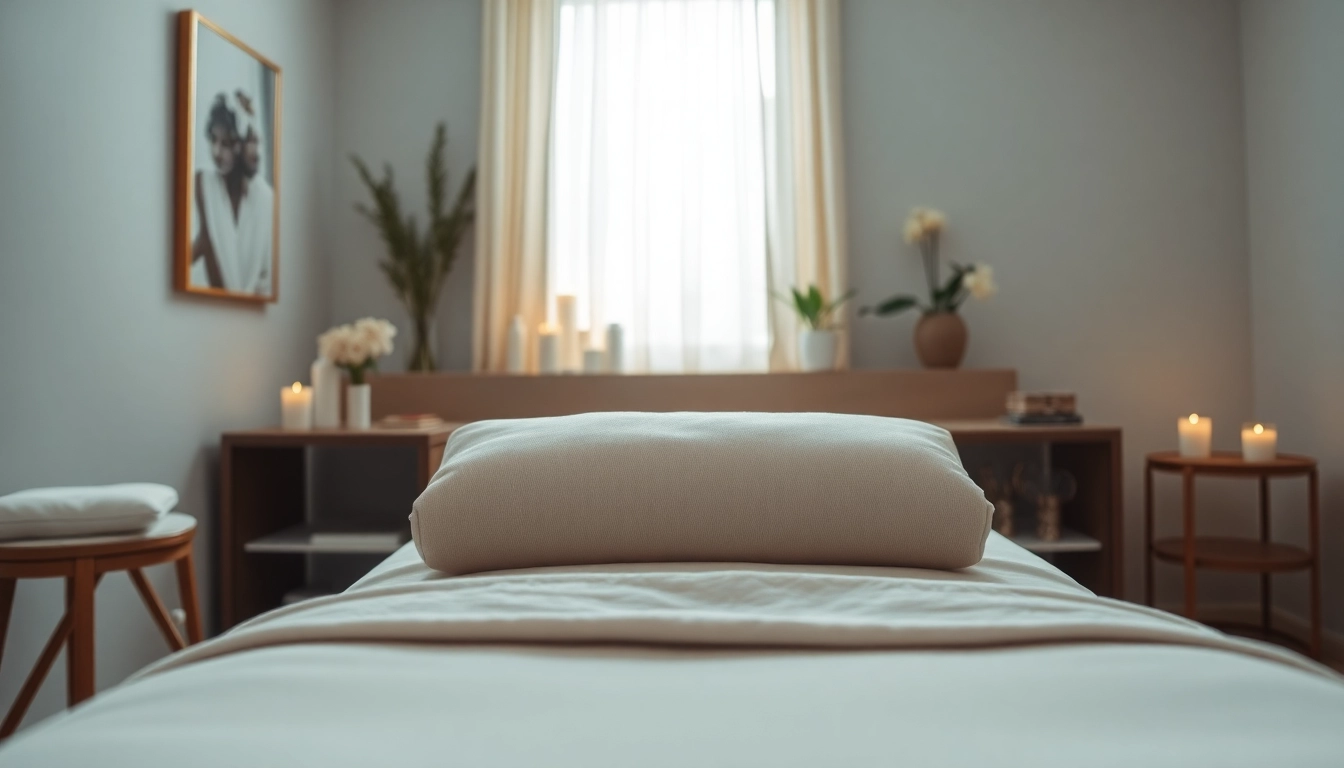 Genießen Sie eine hochwertige liege für Kosmetik in einem eleganten Behandlungsraum mit entspannter Atmosphäre.