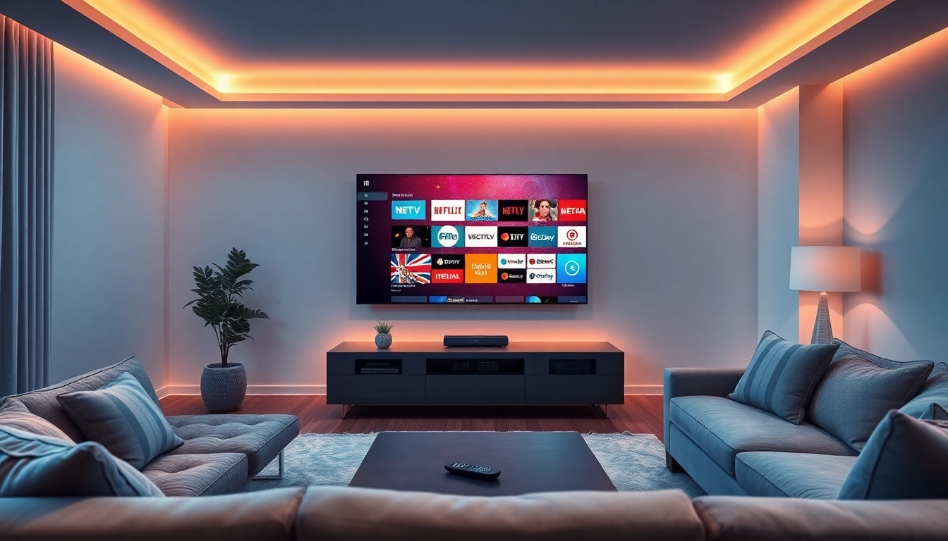 Experience seamless streaming with a top iptv provider in UK in a modern living room setting.