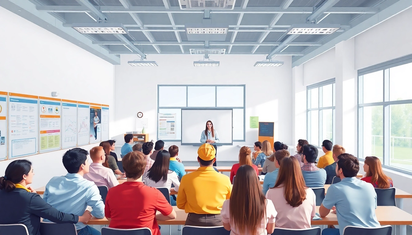 Participants engage in Safety Training Programs within a bright and interactive classroom setting.