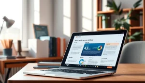 Generate ai summary of papers on a modern laptop featuring a vibrant dashboard.