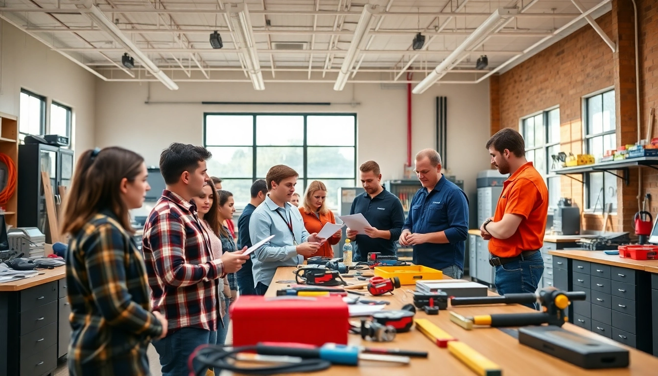 Training at a trade school Knoxville TN, showcasing hands-on workshops and engaged students.