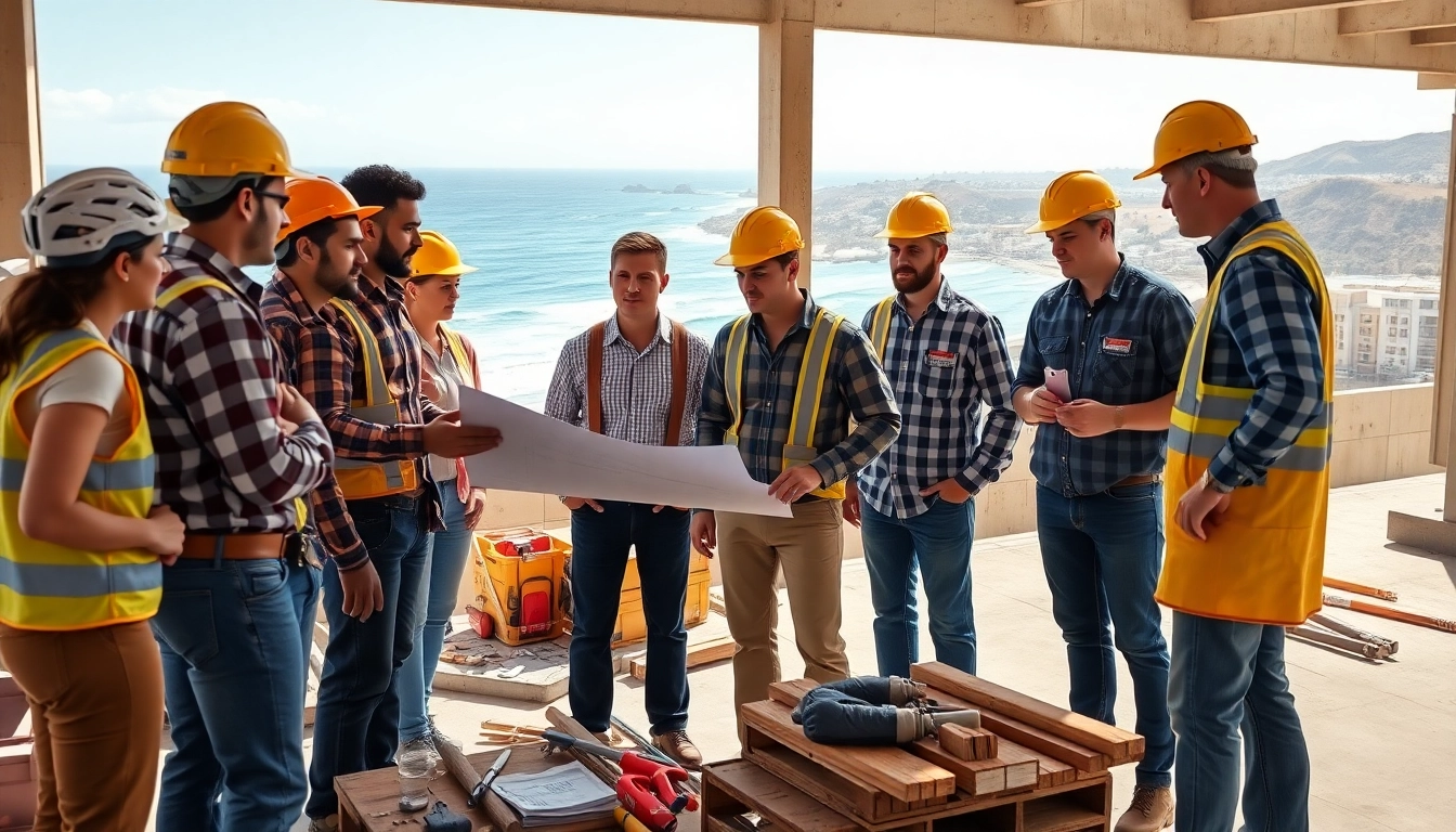 Collaborating contractors in Southern California contractors association discussing project plans.