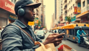 Engaging delivery apps in Lagos as a driver smartly navigates the city streets.