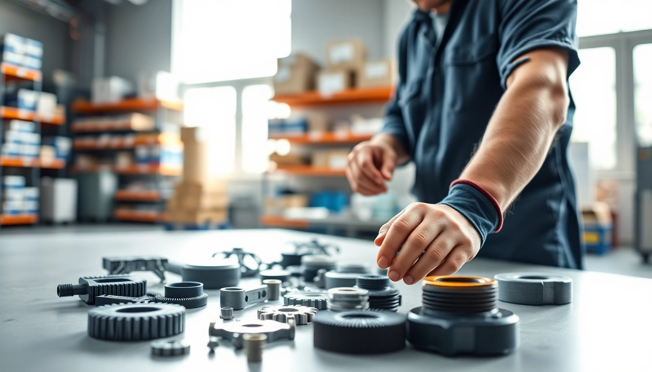 Trane parts dealer expertly showcasing HVAC components in a professional workshop setting.