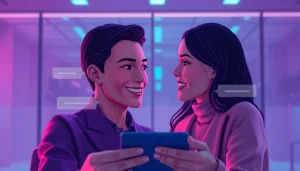 Engage in ai sex chat free experiences with a friendly AI character in a sleek virtual interface.