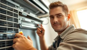 Expert ac repair glendale az technician servicing an air conditioning unit in a home setting.