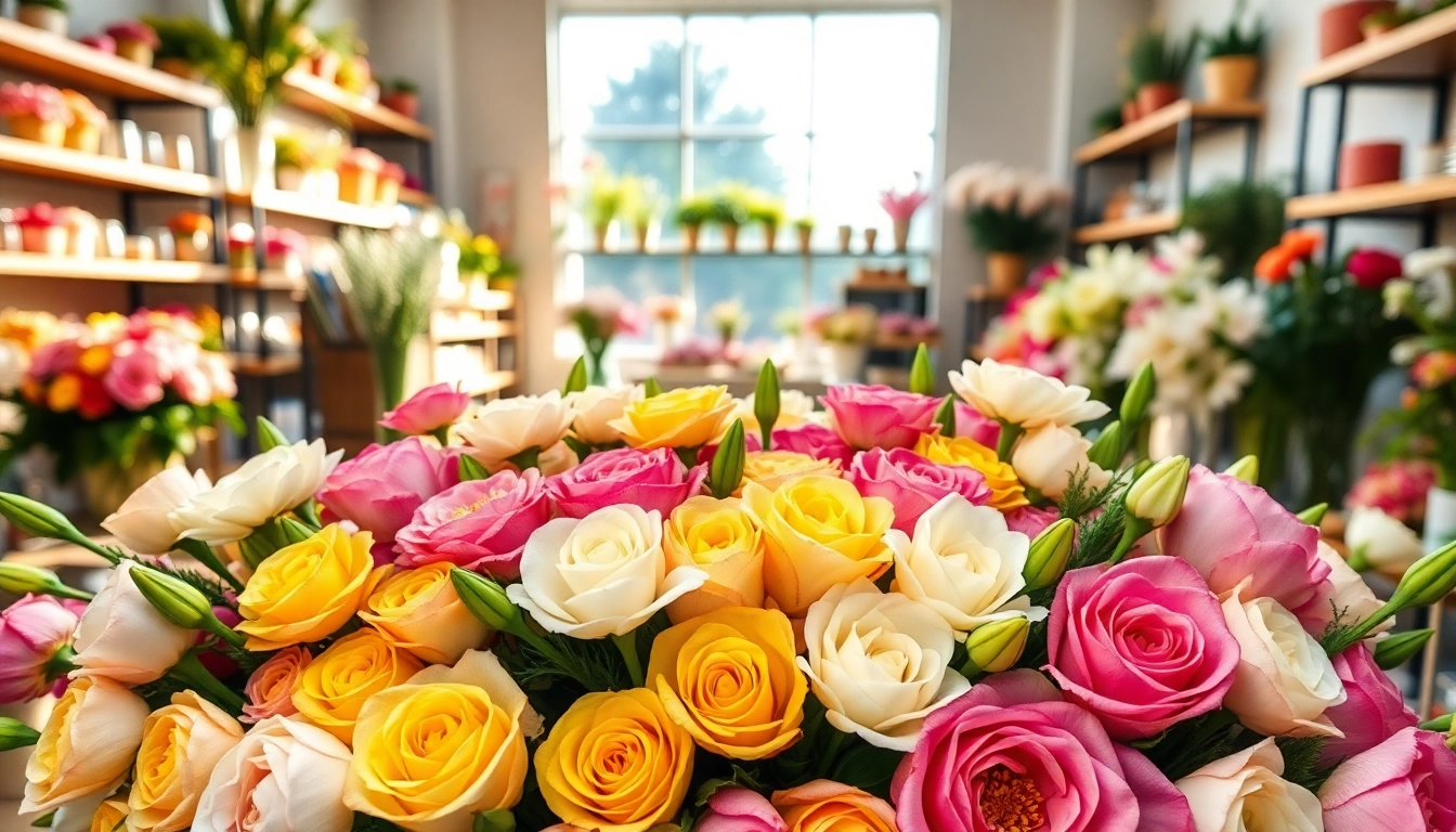 Explore a vibrant display of Irvine flowers in a local florist's shop with inviting colors.