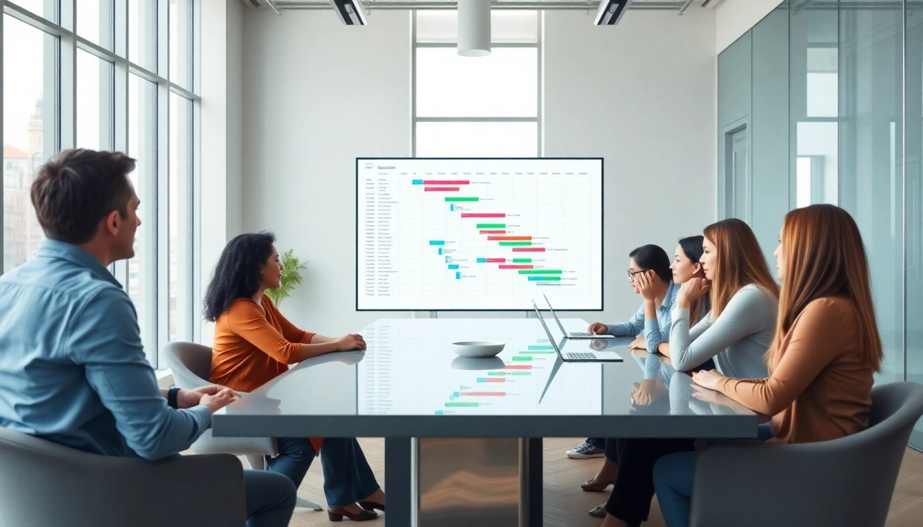 Utilize this project planning template online with a collaborative team in a modern office environment.