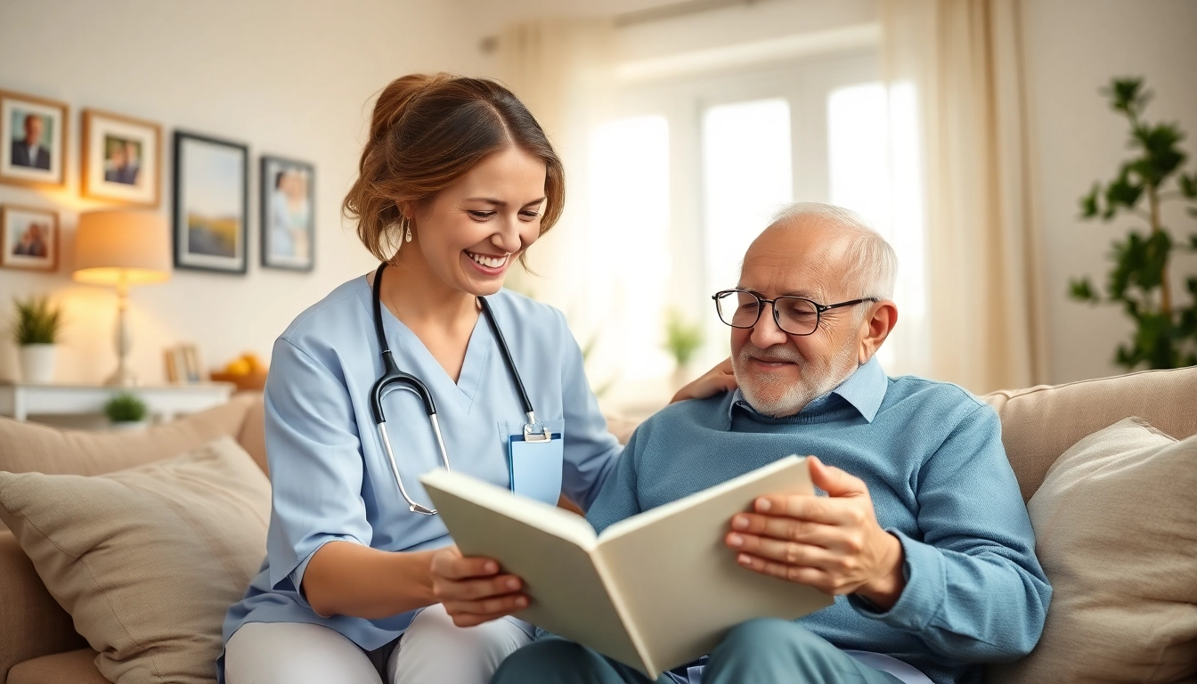 Engaging austin senior home care through compassionate caregiver support in a cozy living room.