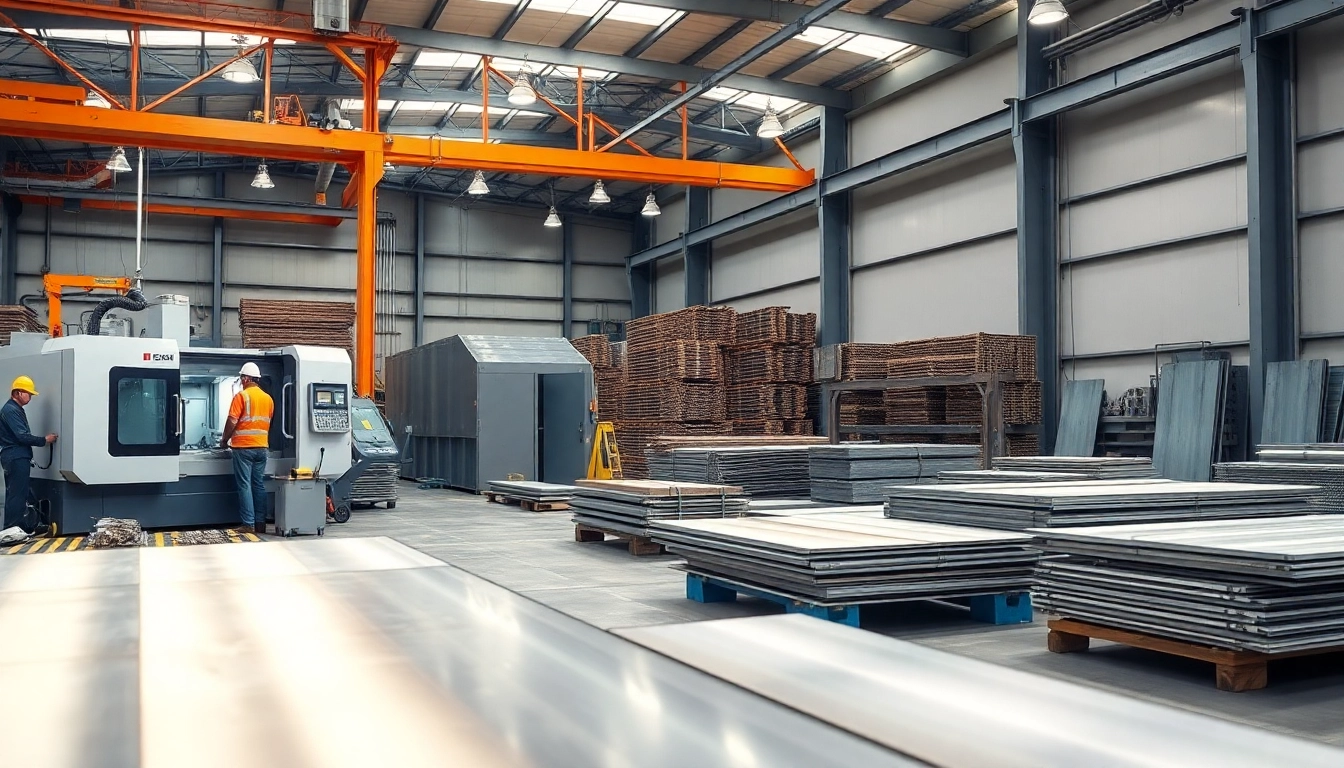 Metal manufacturer Edmonton showcasing workers operating machinery in a clean factory.