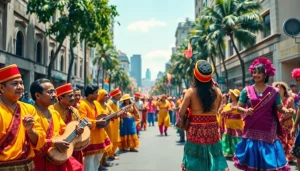 Celebrate culture through vibrant festivities showcasing diverse musicians and dancers.