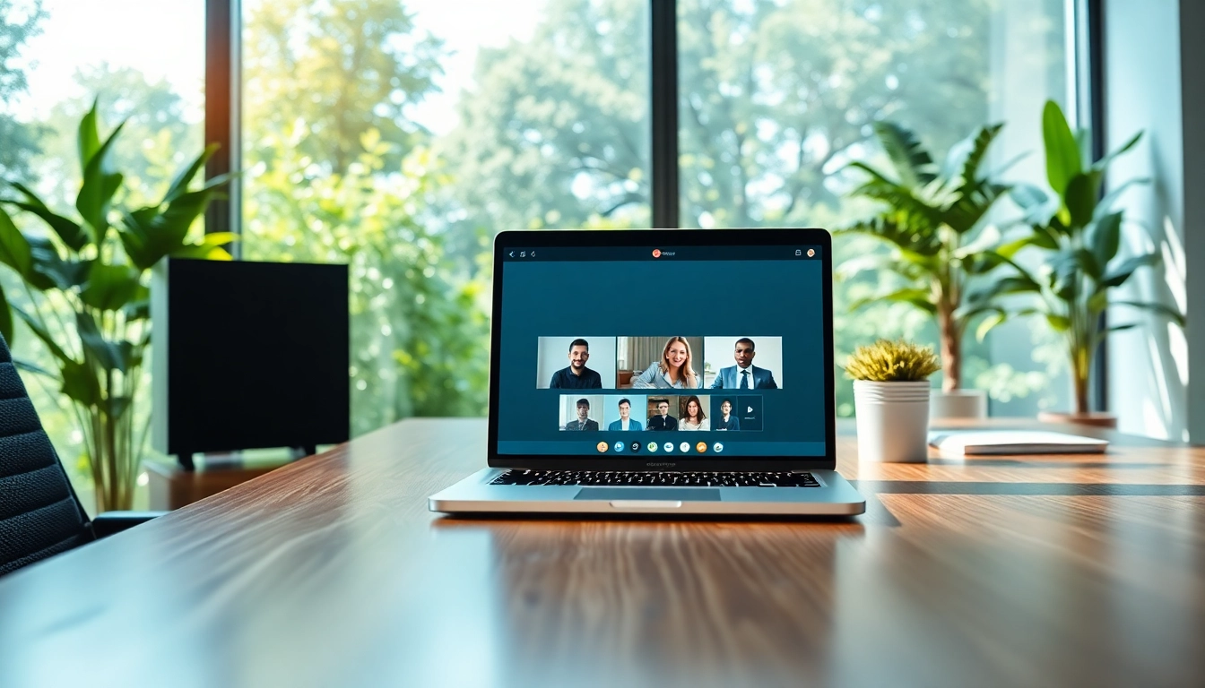 Establish a virtual office address in a modern workspace featuring laptops and greenery.