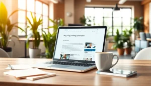 Optimize your strategy with high-volume blog content automation tools in a modern workspace.