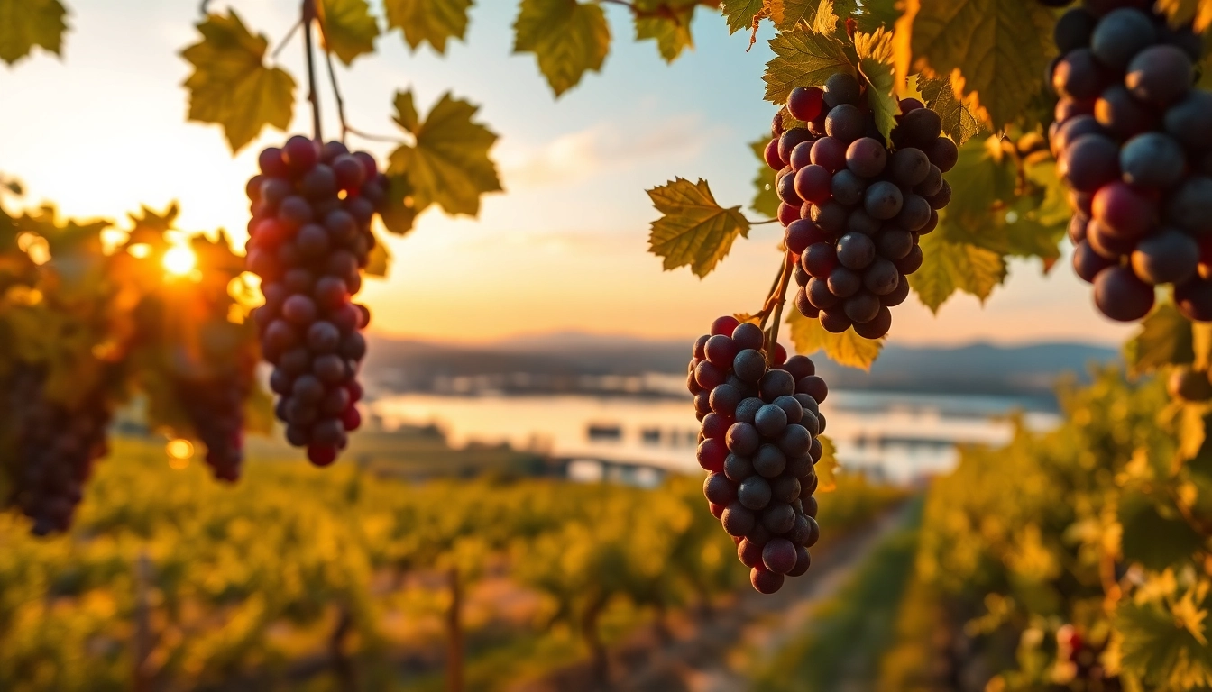 Experience the scenic beauty of Clarksburg with vibrant vineyards in golden light.