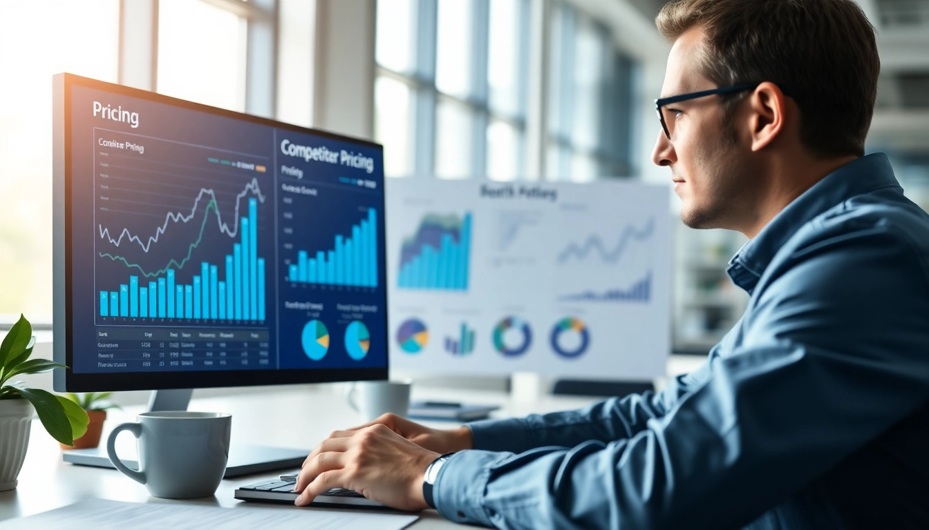Analyze competitor pricing analysis with a business analyst evaluating data in a modern office setting.