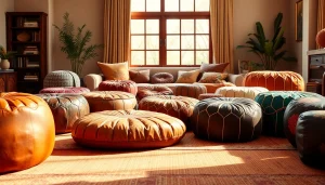 Explore Moroccan leather poufs at http://labboho.com/collections/leather-poufs-ottomans creating a cozy and stylish living space.