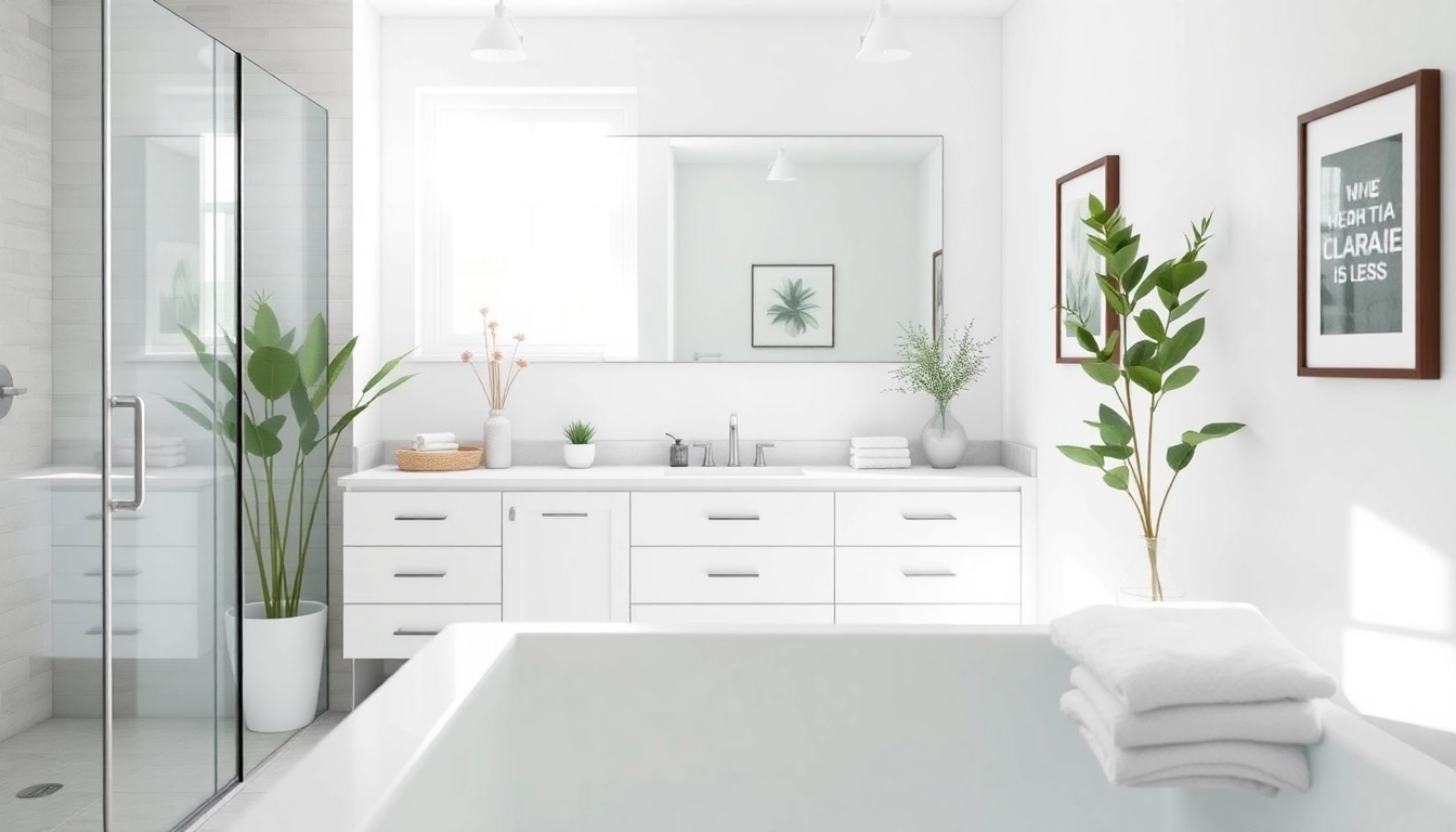 Illuminate an affordable bathroom remodel featuring a modern vanity and sleek shower.