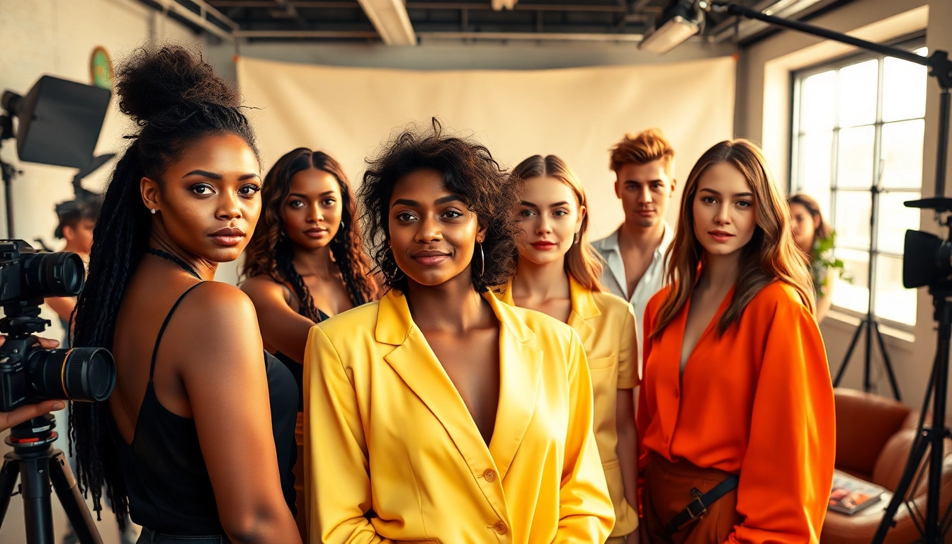 Modelagentur Zurich zeigt eine vielfältige Gruppe von Models in einem stilvollen Studio.