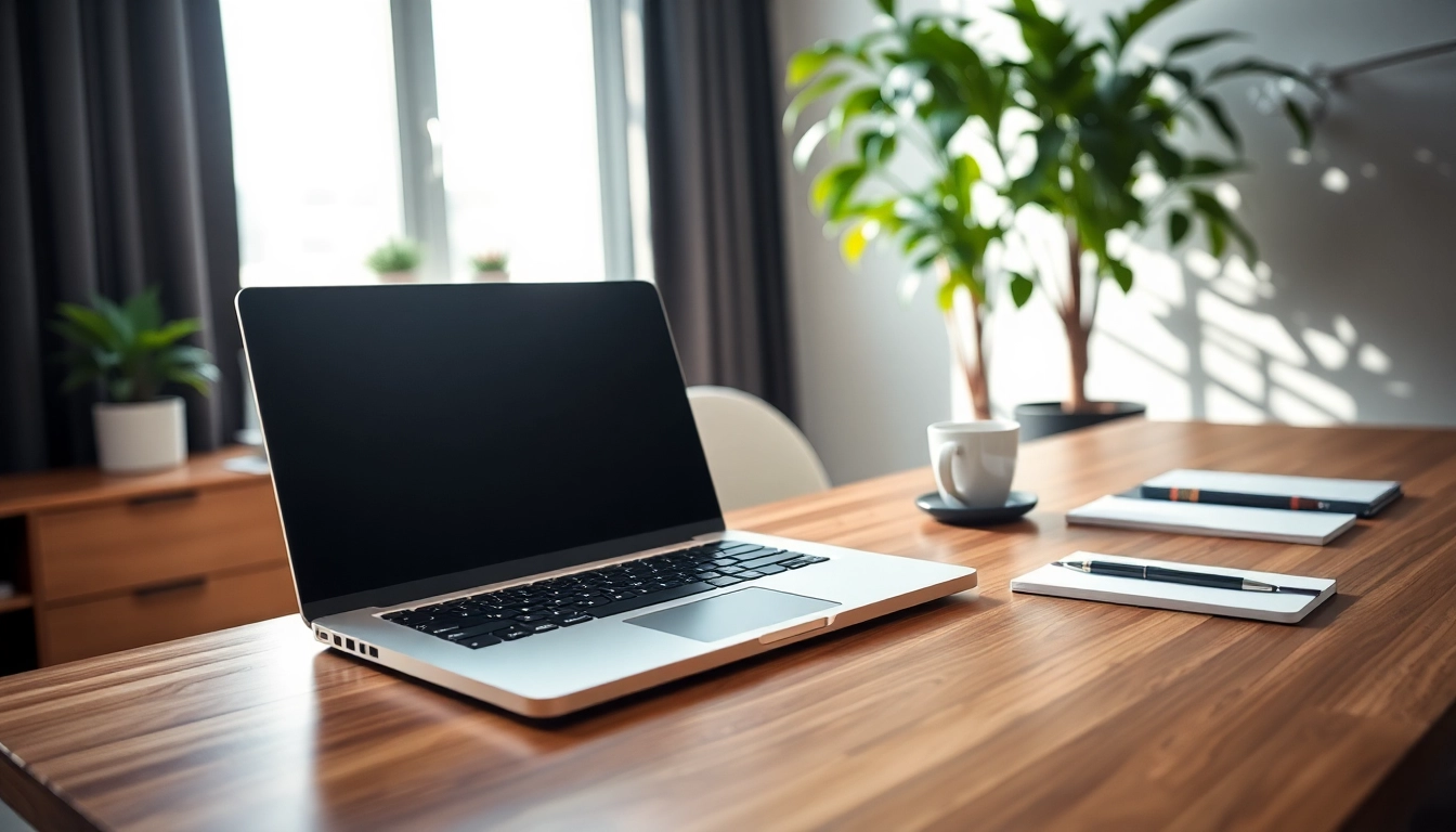 Αγοράστε Refurbished laptop με μοντέρνο σχεδιασμό σε επαγγελματικό γραφείο.