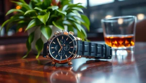 Showcase of a luxury watch for sale, highlighted against a refined backdrop.
