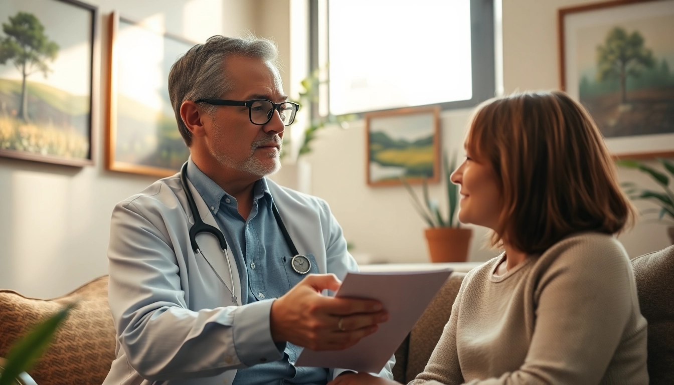 Discussing ocd medication options with a compassionate psychiatrist in a serene office.