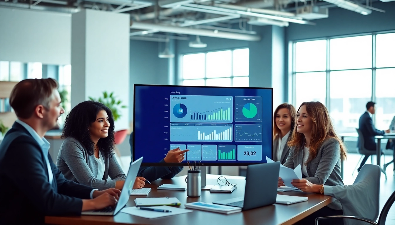 Analyzing customer loyalty software metrics in a professional office setting.