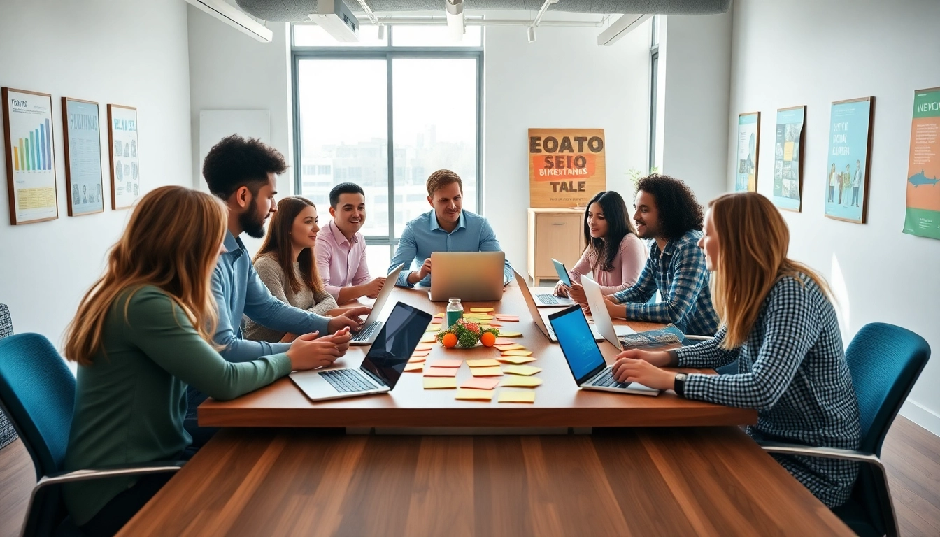 Enhance your edmonton seo strategies with a professional digital marketing team collaborating.