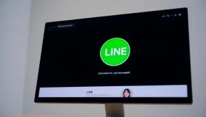 Download 電腦版line下載 on a sleek computer screen with bright lighting and modern design elements.