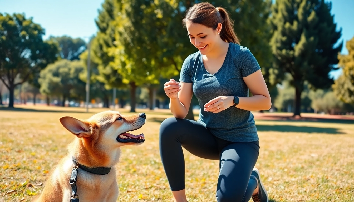 Dog Training Irvine session showcasing positive reinforcement techniques with an engaged trainer.