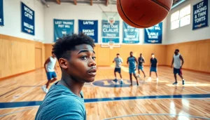 Enhance basketball skills with focused drills during basketball training programs on a vibrant court.