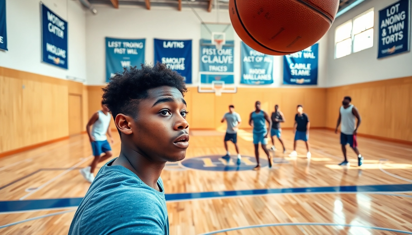 Enhance basketball skills with focused drills during basketball training programs on a vibrant court.