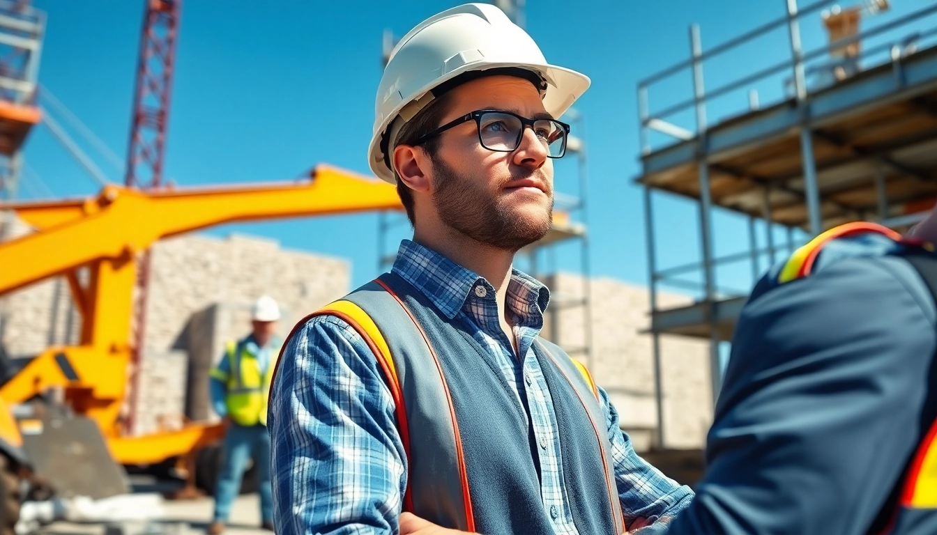 View of a manager on a construction site illustrating nvq level 6 construction site management answers in action.