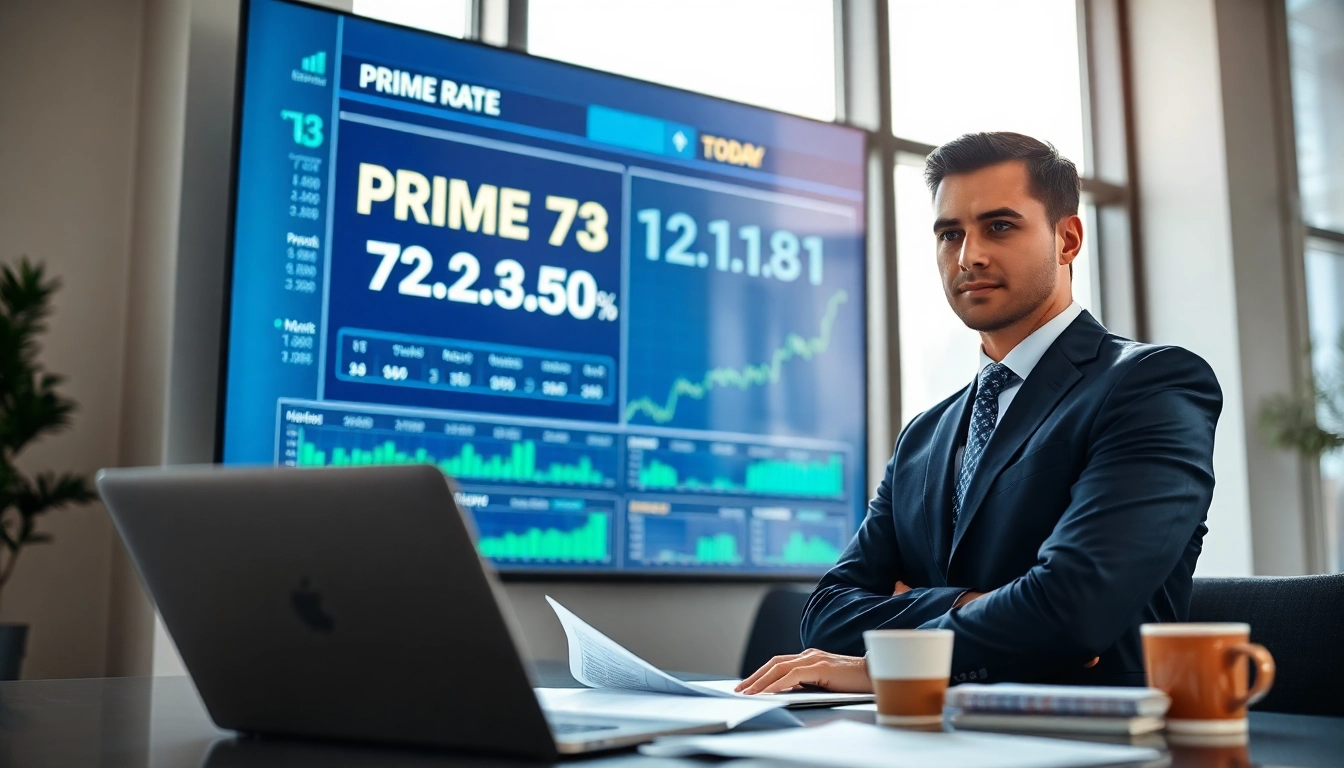 Discover what is the prime rate today as a financial analyst examines economic data in an office.