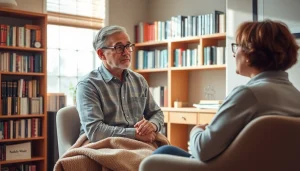 Engaging therapist as an attachment theory specialist creating a warm and inviting atmosphere for clients.