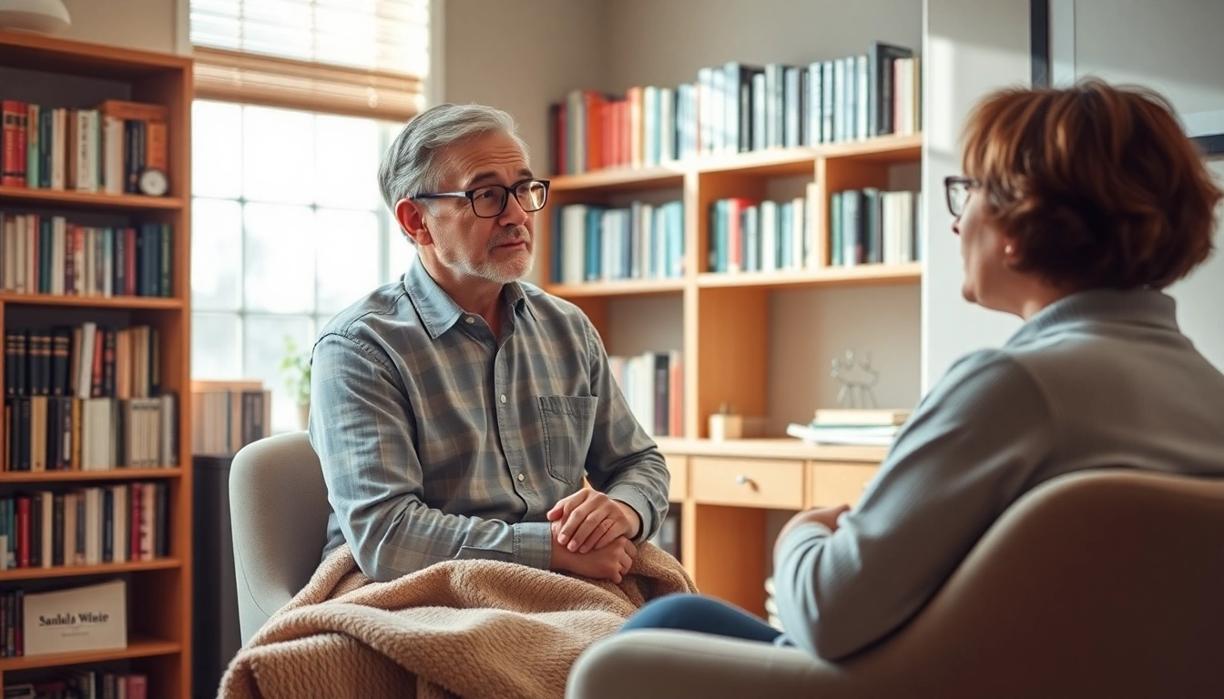 Engaging therapist as an attachment theory specialist creating a warm and inviting atmosphere for clients.