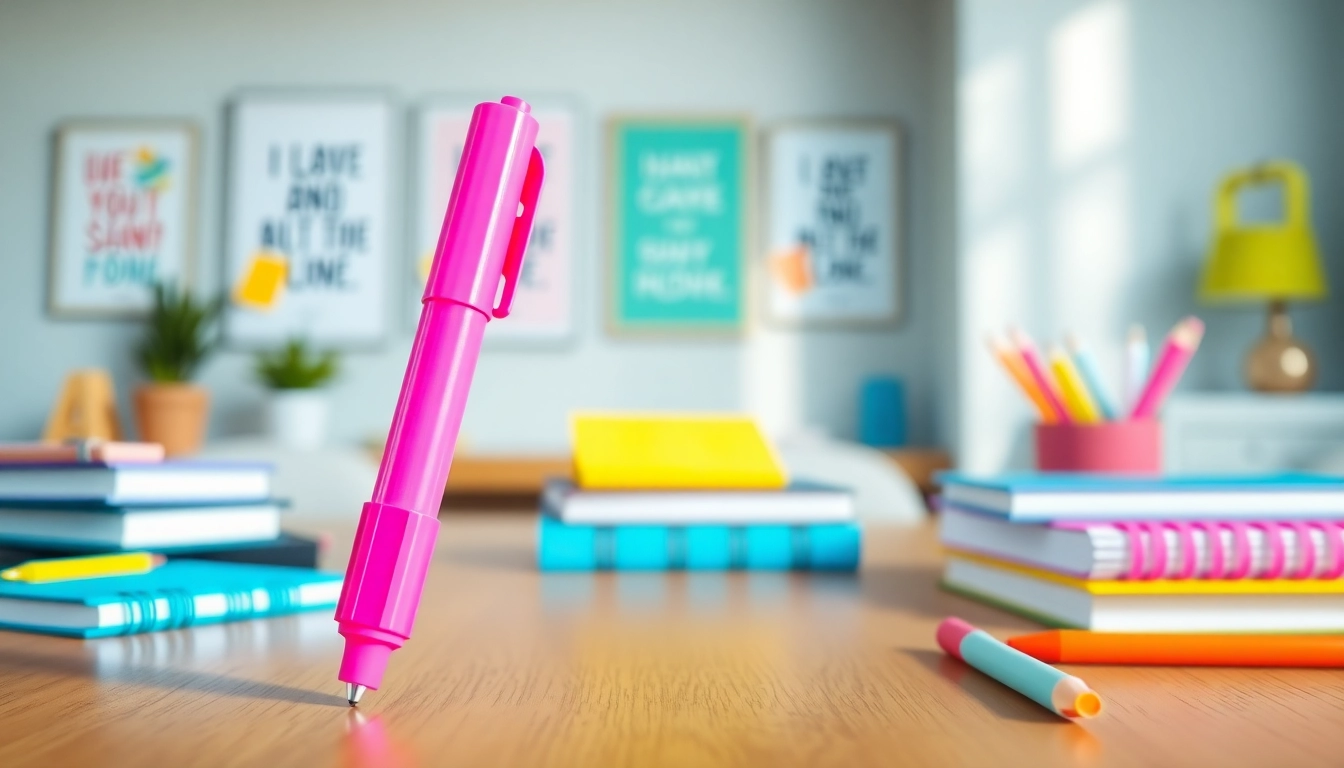 Highlighting important notes with a pink highlighter pen on a stylish desk.