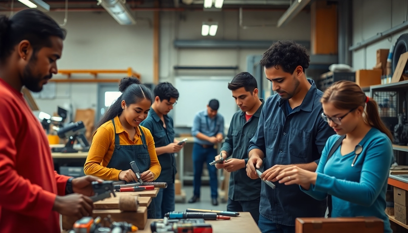 Students learning at a trade school Knoxville TN, showcasing practical training in a professional setting.